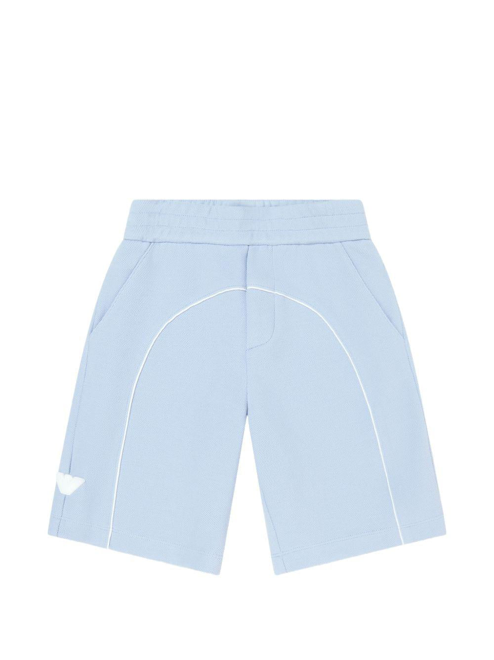 Shorts per bambino Emporio Armani Kids azzurri con logo aquila sul davanti EB001340 AF20638 U9360 EMPORIO ARMANI KIDS