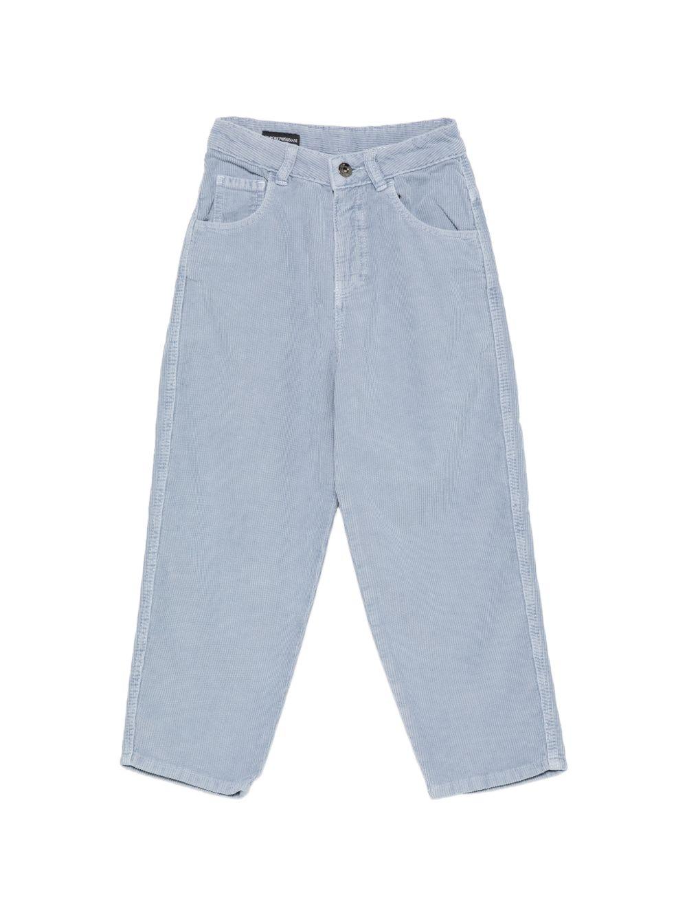 Pantaloni per bambino Emporio Armani Kids azzurro chiaro con bottoni e zip EB001490 AF26401 U9366 EMPORIO ARMANI KIDS
