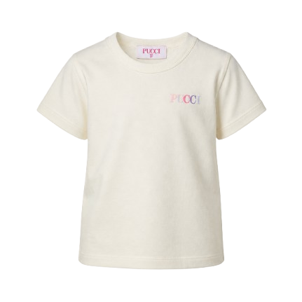 T-shirt per bambina Emilio Pucci Kids bianca con logo sul davanti PY8A81 Z3672 102 EMILIO PUCCI KIDS
