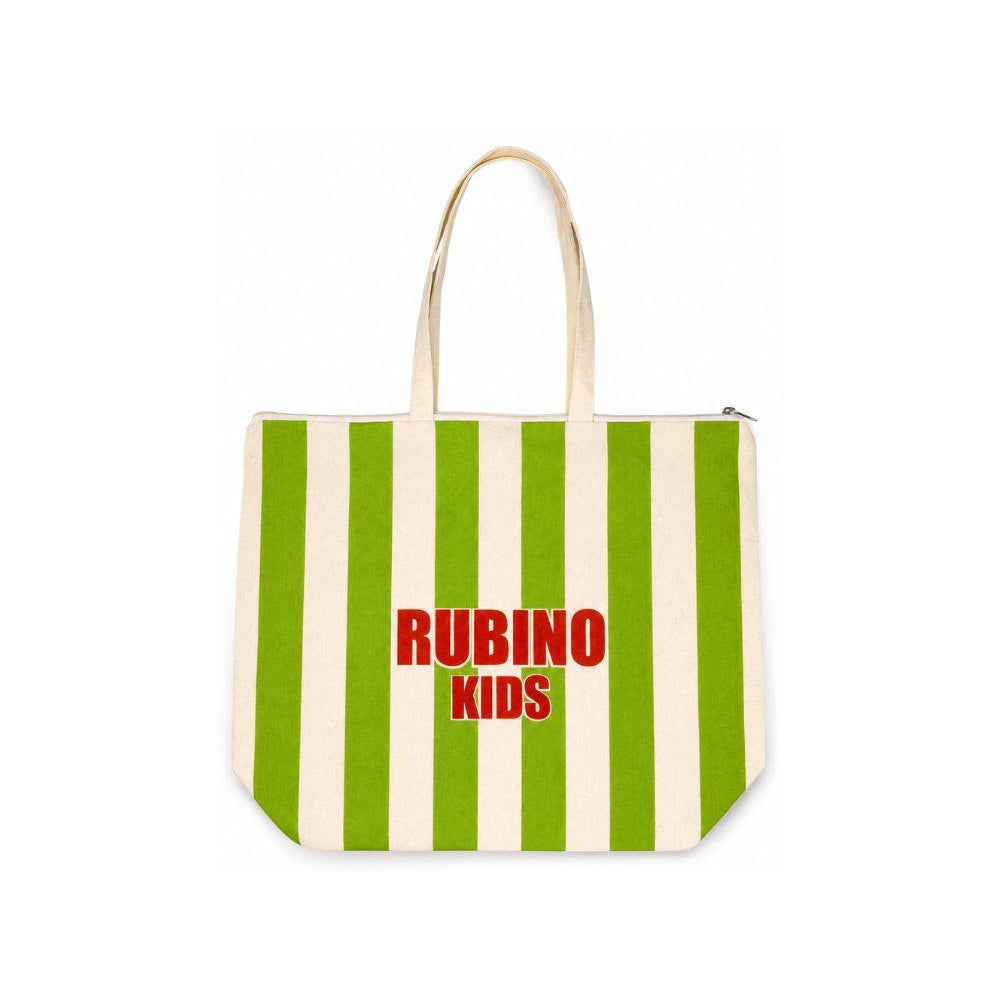 Borsa Tote media personalizzata Rubino Kids verde con design a righe TOTE VERDE RUBINO