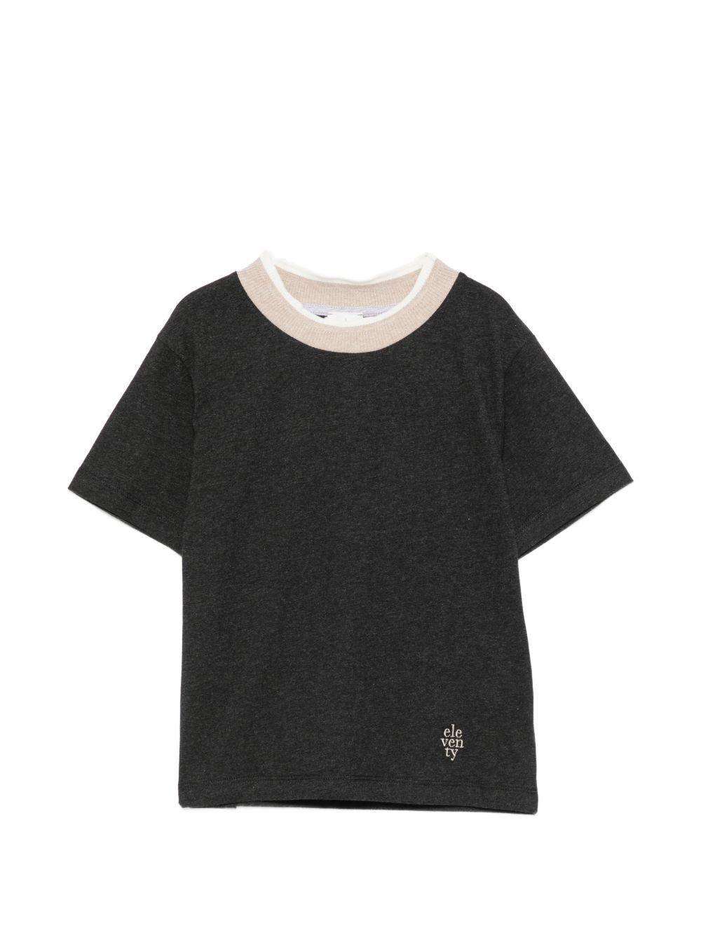T-shirt per bambino Eleventy Kids grigia con girocollo a contrasto EZ8H11 Z3711 811 ELEVENTY KIDS