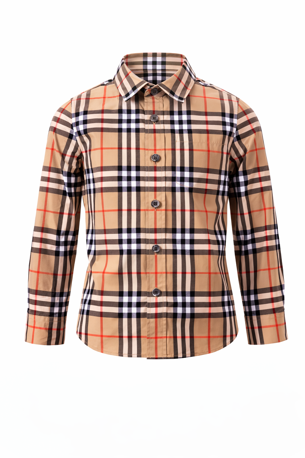 Camicia per bambino Burberry Kids beige con colletto a punta 8117166 B9368 BURBERRY KIDS