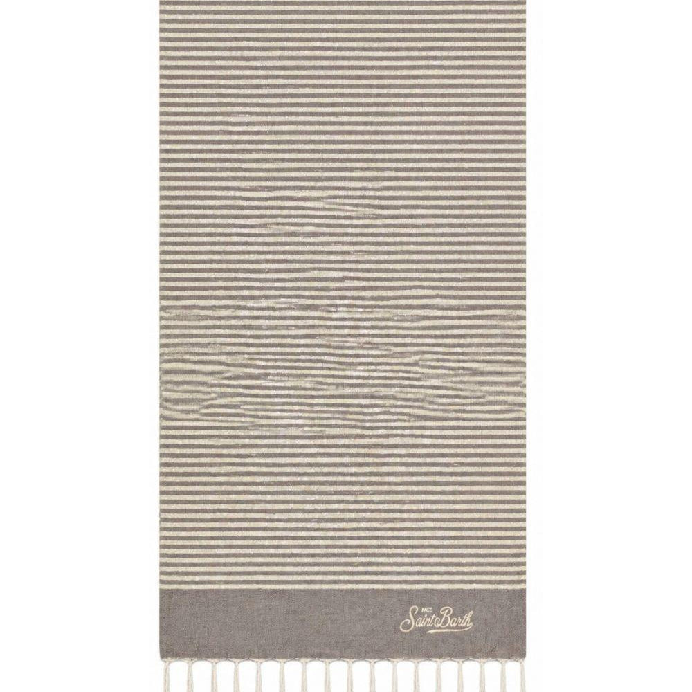 Telo mare MC2 Saint Barth beige e marrone con motivo a righe orizzontali FOUT016 00624L MC2 ST. BARTH KIDS