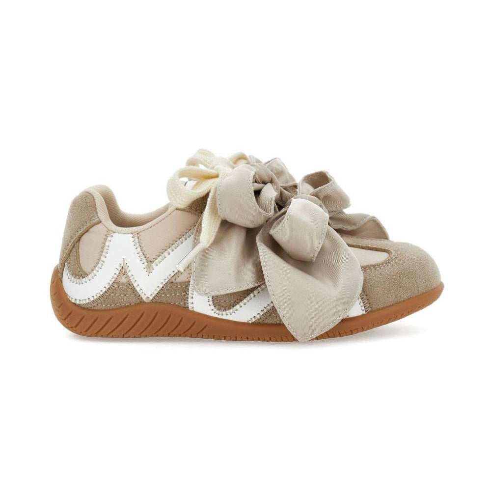Sneakers per bambina Monnalisa Kids beige con dettaglio fiocchi sul davanti 8CH000 8774 0003 MONNALISA KIDS