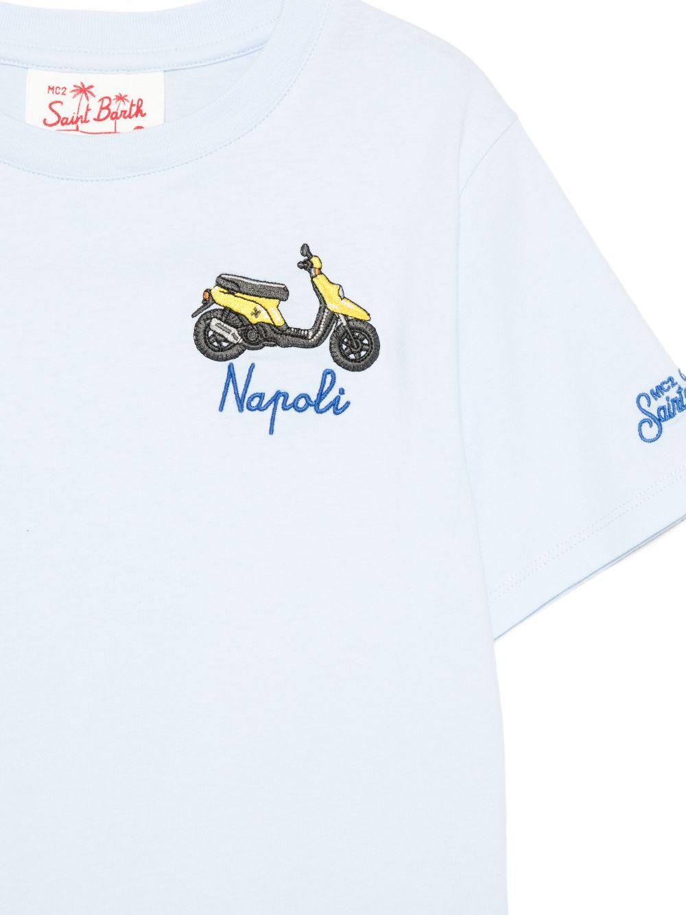 T-shirt per bambino MC2 Saint Barth Kids azzurra con dettaglio ricamato sul davanti POT0002 03321L MC2 ST. BARTH KIDS
