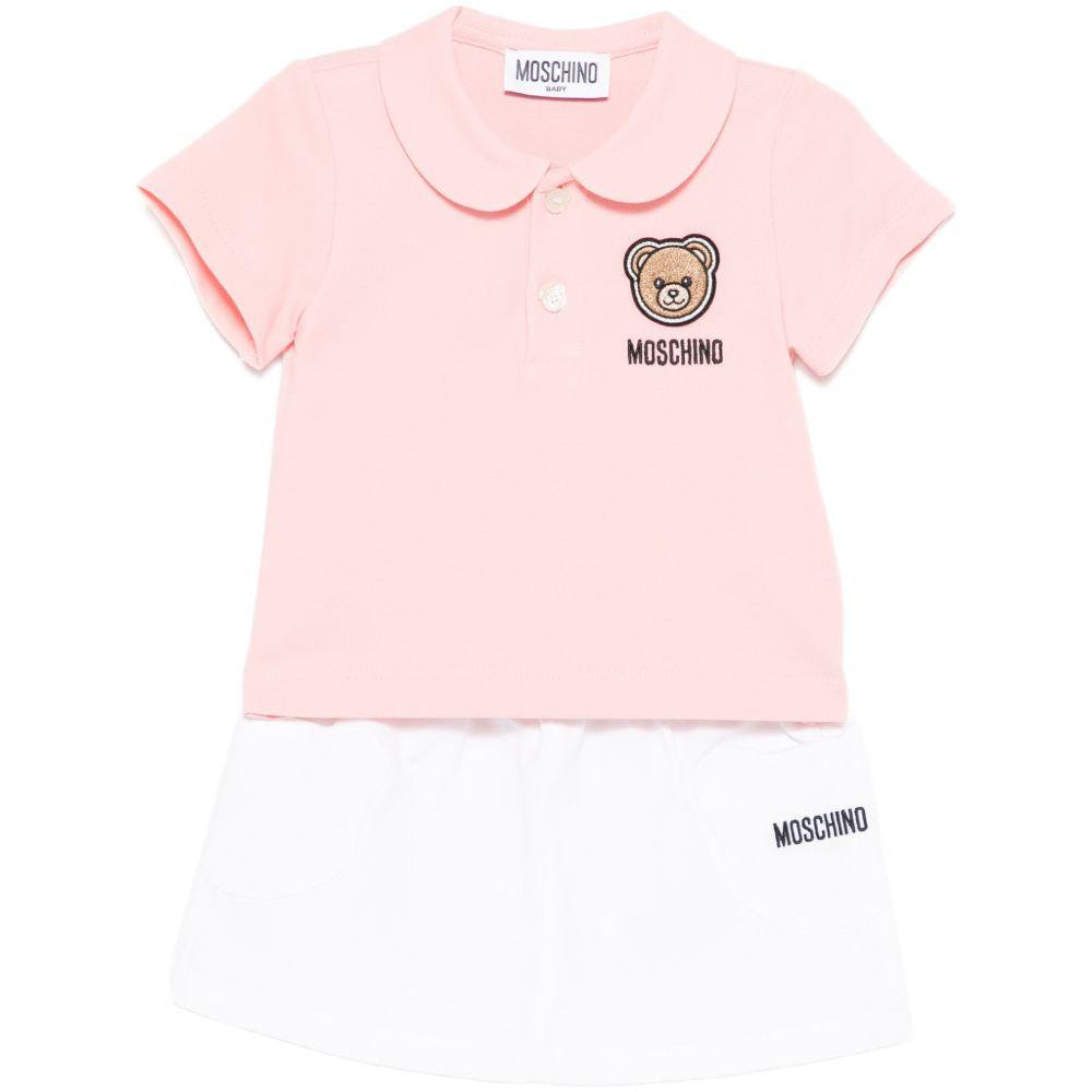 Set t-shirt e gonna per neonata Moschino Kids multicolore con Teddy ricamato sul davanti MDG01LLLA14 82543 MOSCHINO KIDS