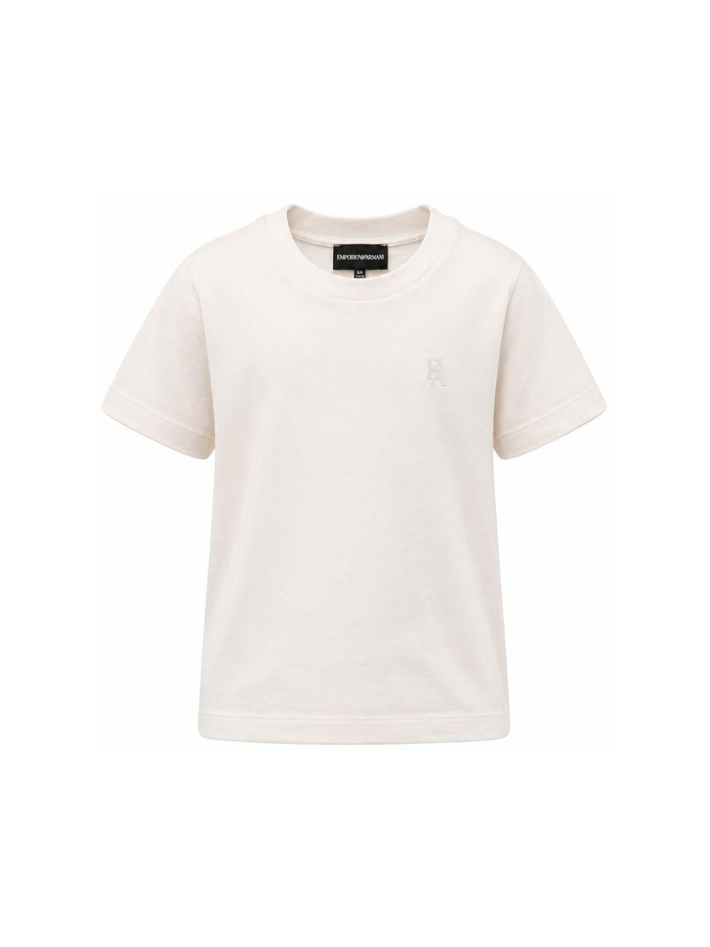 T-shirt per bambino Emporio Armani Kids bianca con patch lettere EB001644 AF10127 U1009 EMPORIO ARMANI KIDS