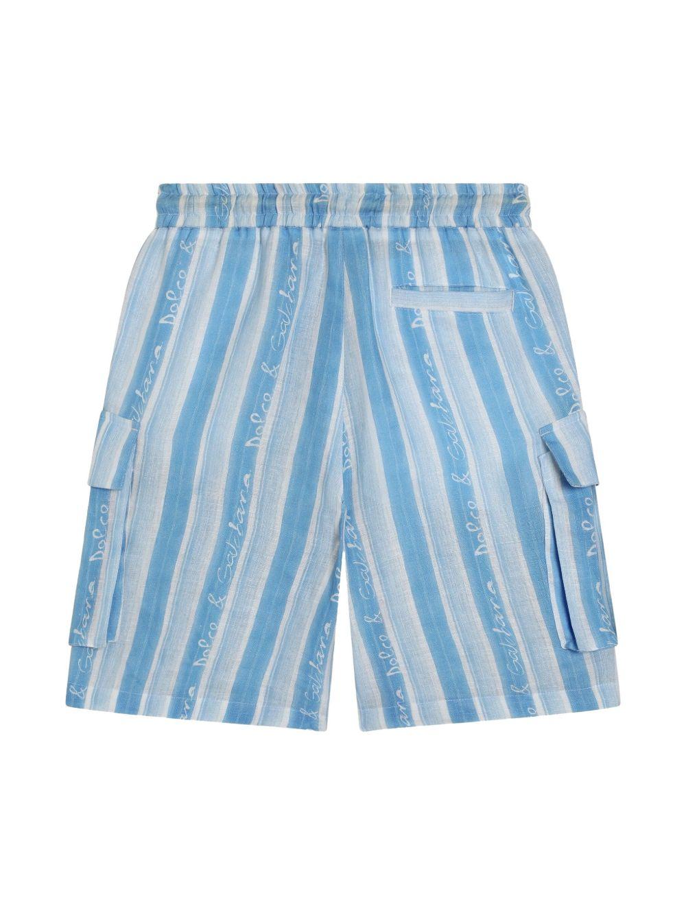 Shorts per bambino Dolce & Gabbana Kids azzurro con design a righe L43Q64 FS4HU HA5JS DOLCE & GABBANA KIDS