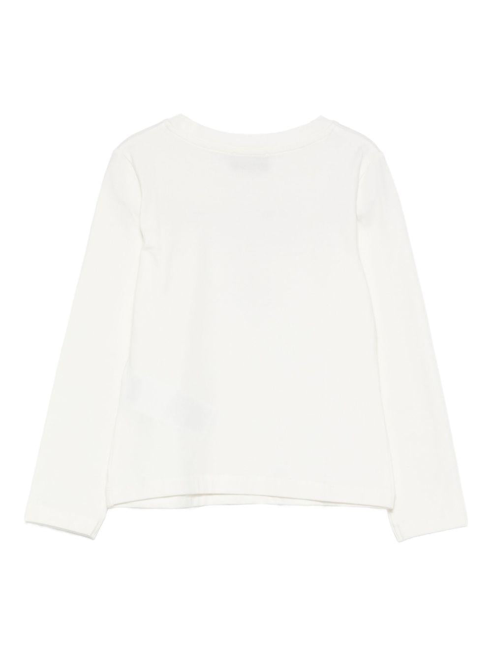 T-shirt per bambina Moschino Kids bianca con motivo Teddy Bear HDO010LBA11 10063 MOSCHINO KIDS