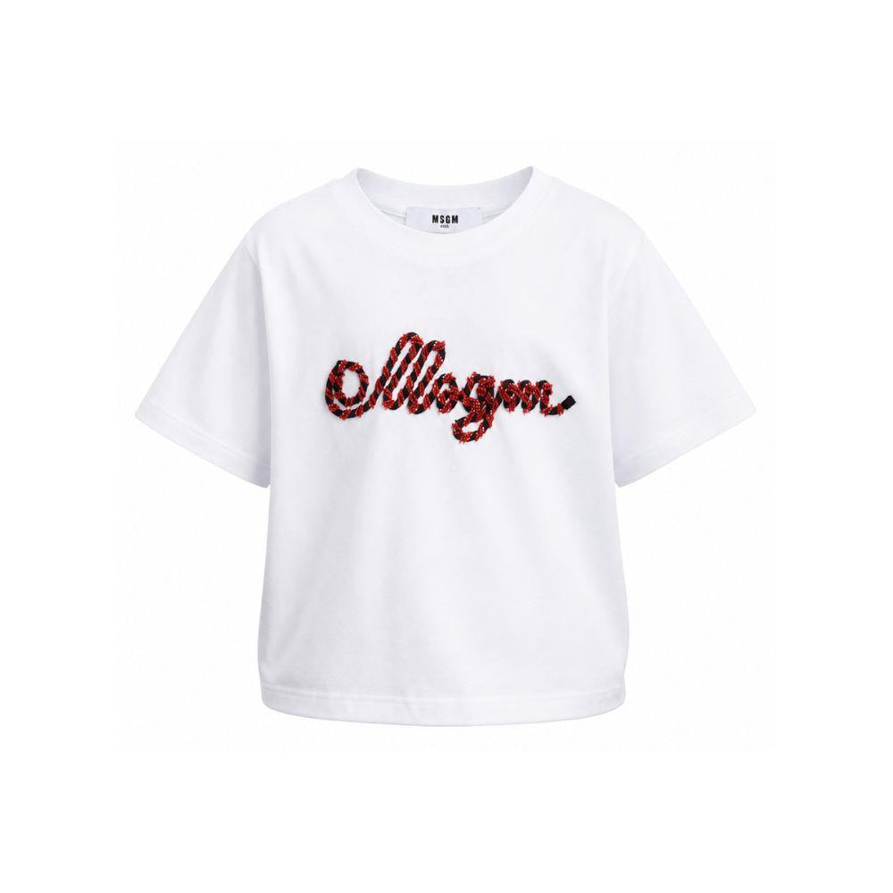 T-shirt per bambina MSGM Kids bianca con perline S6MSJGTH173 001 MSGM KIDS