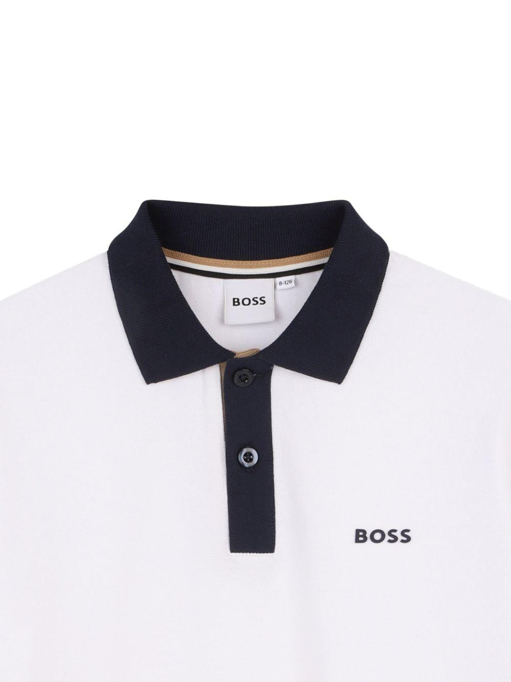 Polo per bambino Boss Kids bianca con bordo a contrasto J52955 10P BOSS KIDS