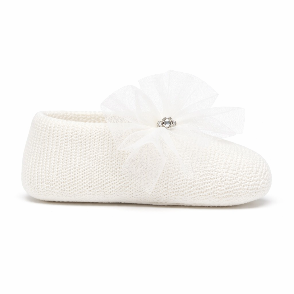 Scarpe primi passi per neonata Monnalisa bianco con fiocco 35G004 7049 0001 MONNALISA KIDS