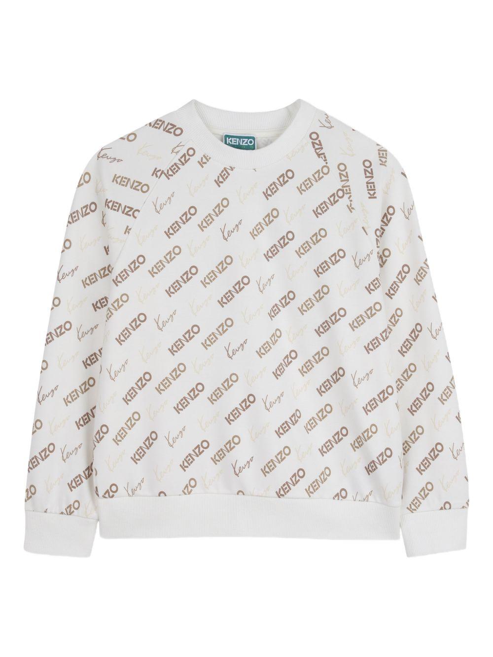 Felpa per bambino Kenzo Kids bianca con stampa logo all-over K61765 117 KENZO KIDS