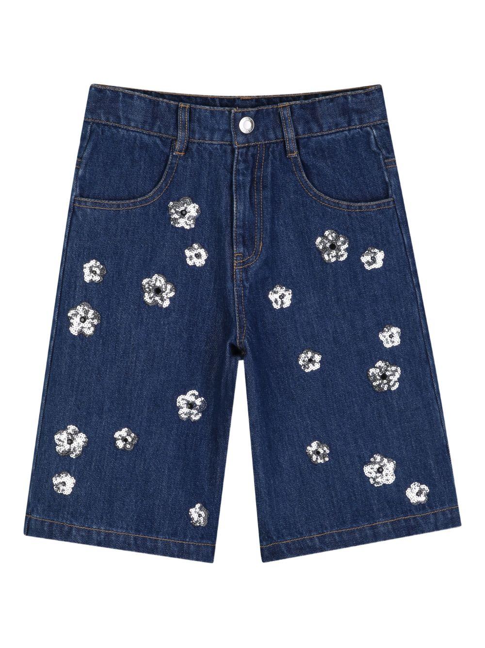 Shorts per bambina The Marc Jacobs Kids blu con decorazione a fiori W60732 Z10 THE MARC JACOBS KIDS