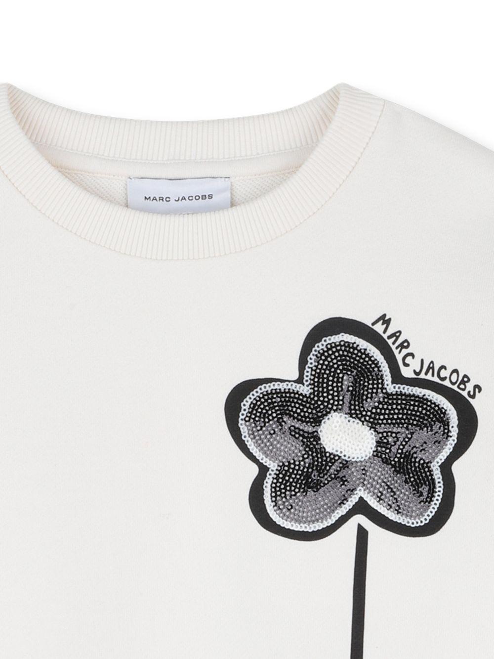 Felpa per bambina The Marc Jacobs Kids bianca con applicazioni a fiore W60749 126 THE MARC JACOBS KIDS