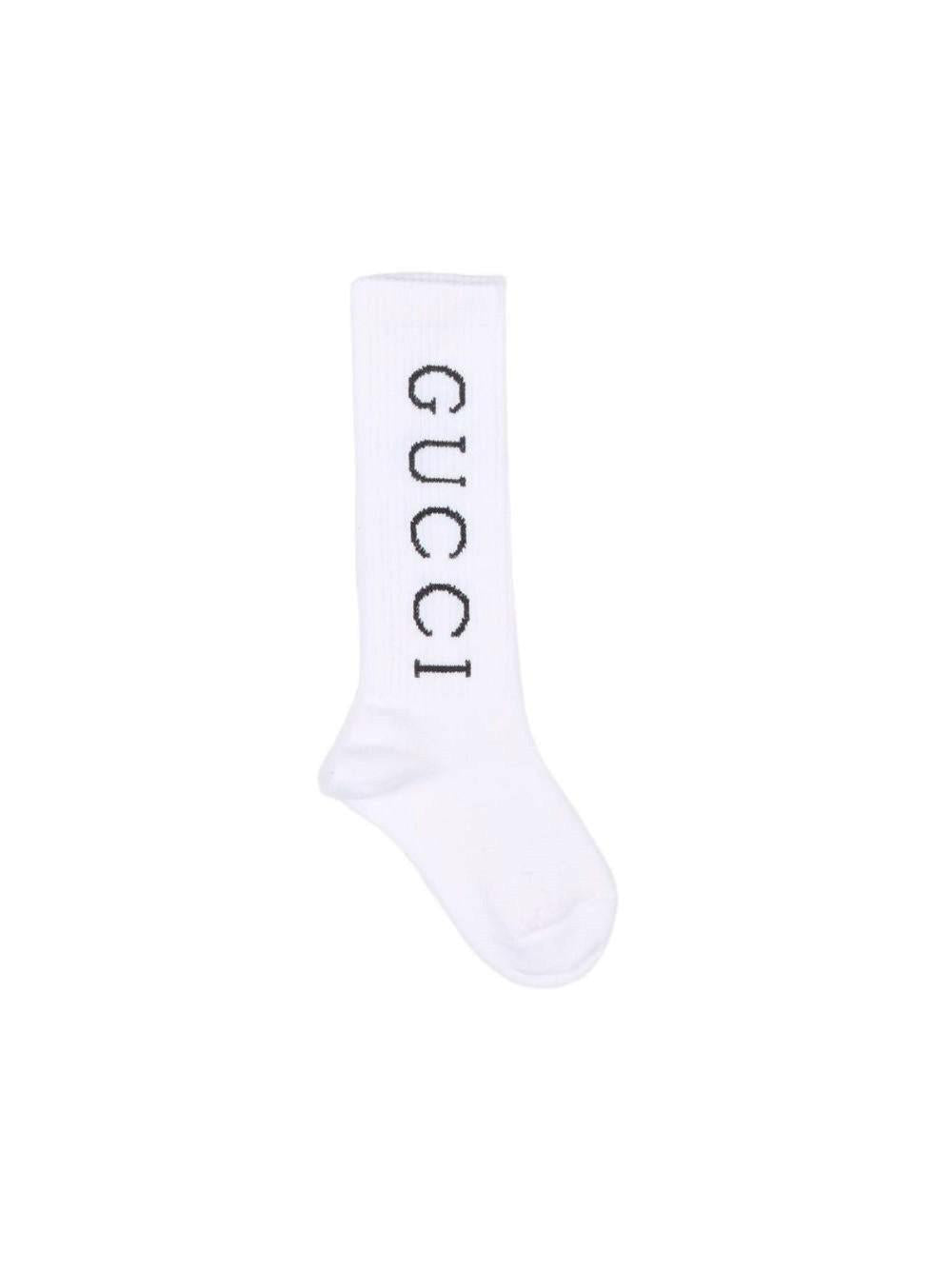 Calzini per bambini Gucci Kids bianchi con logo a contrasto 8551634KAC6 9000 GUCCI KIDS