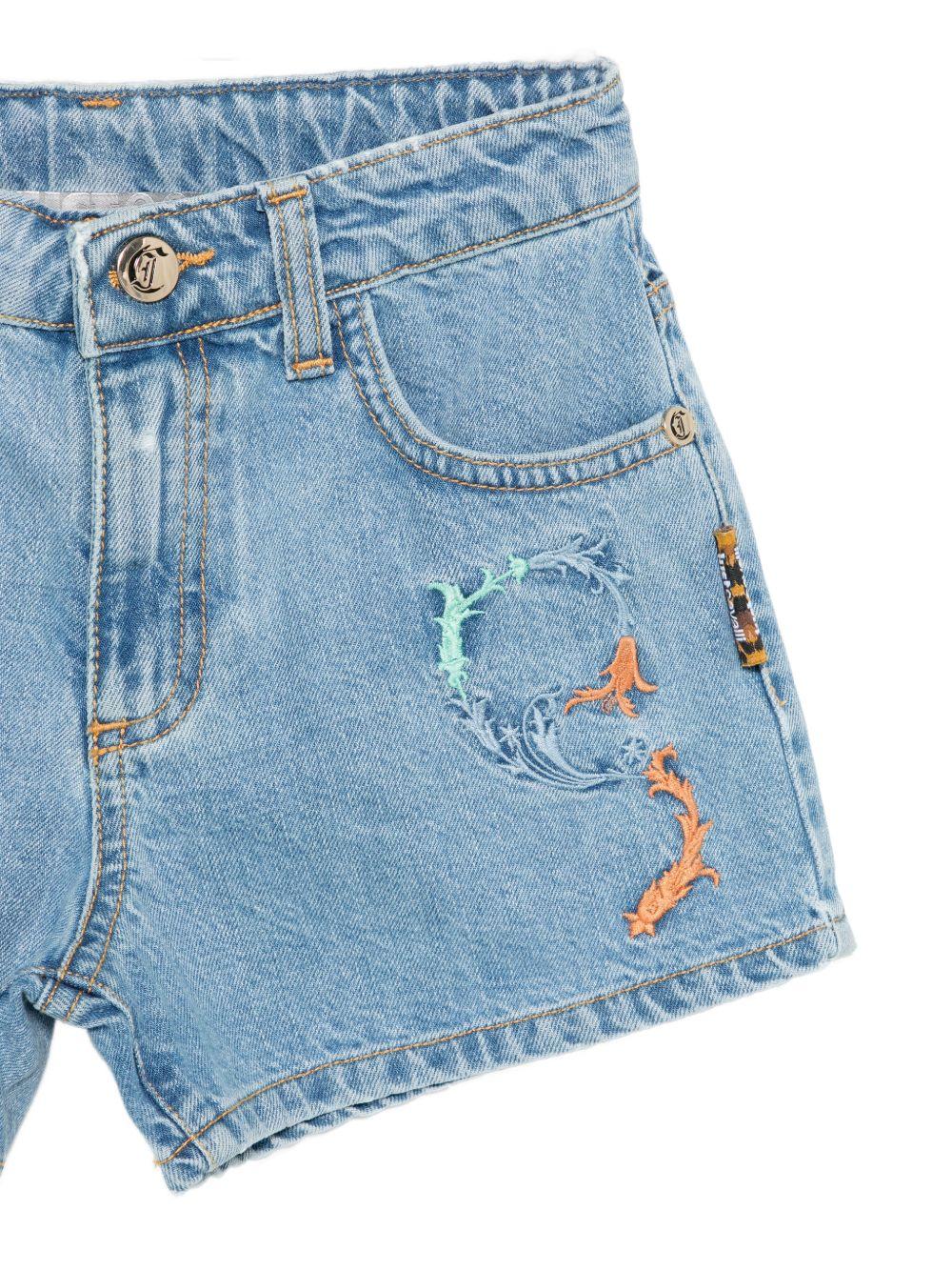 Shorts per bambina Just Cavalli Kids denim con dettagli ricamati sul davanti JGP26088SH D.BLUE MED ROBERTO CAVALLI KIDS