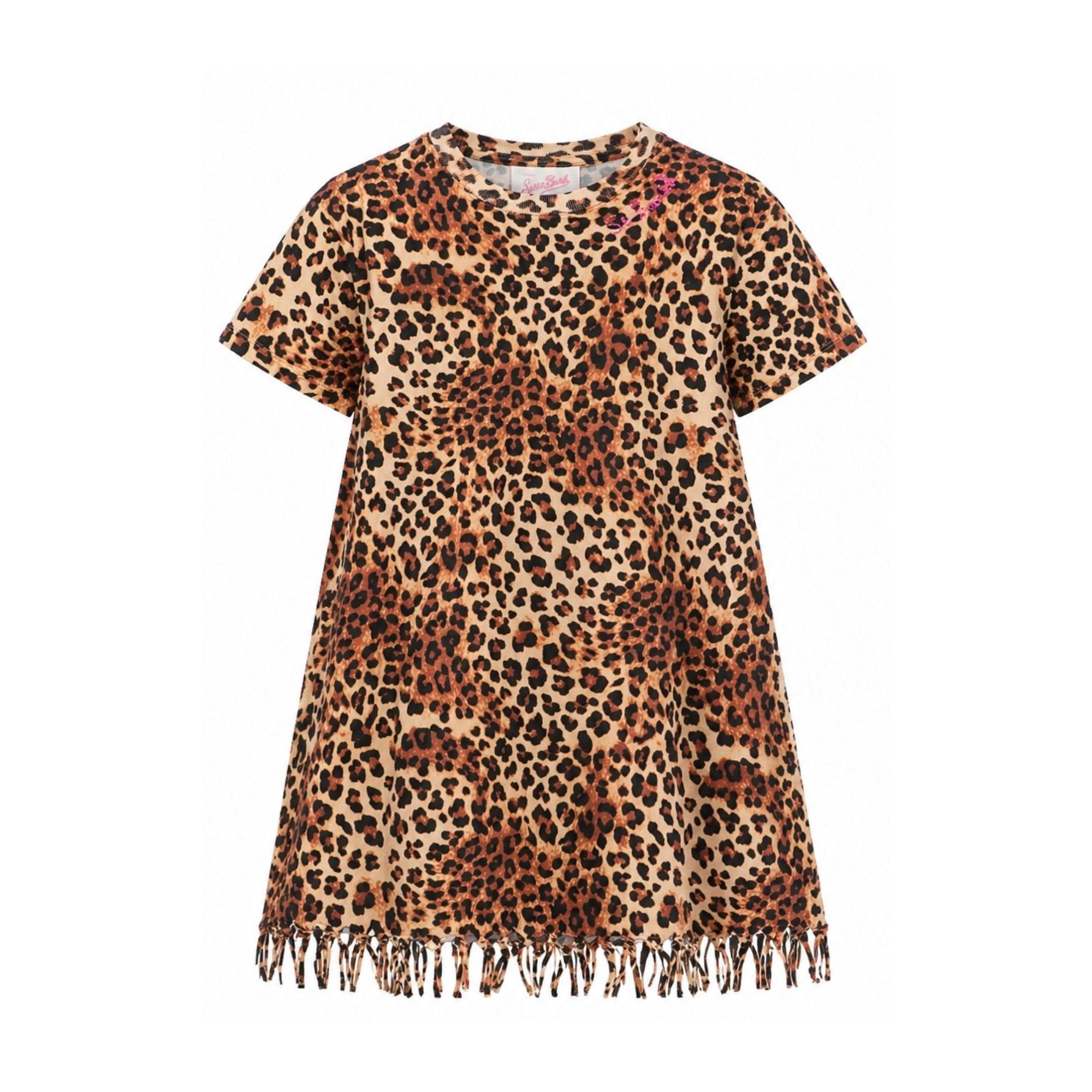 Abito per bambina MC2 Saint Barth Kids marrone con stampa animalier ABY0001 03861L MC2 ST. BARTH KIDS