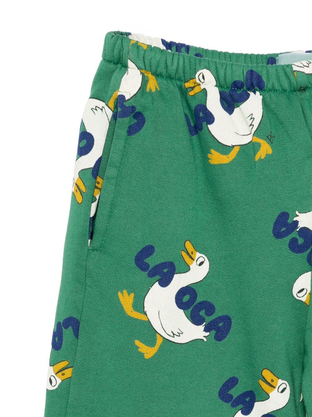 Pantaloni per bambino Bobo Choses verdi con stampa oca B225AC065 311 BOBO CHOSES
