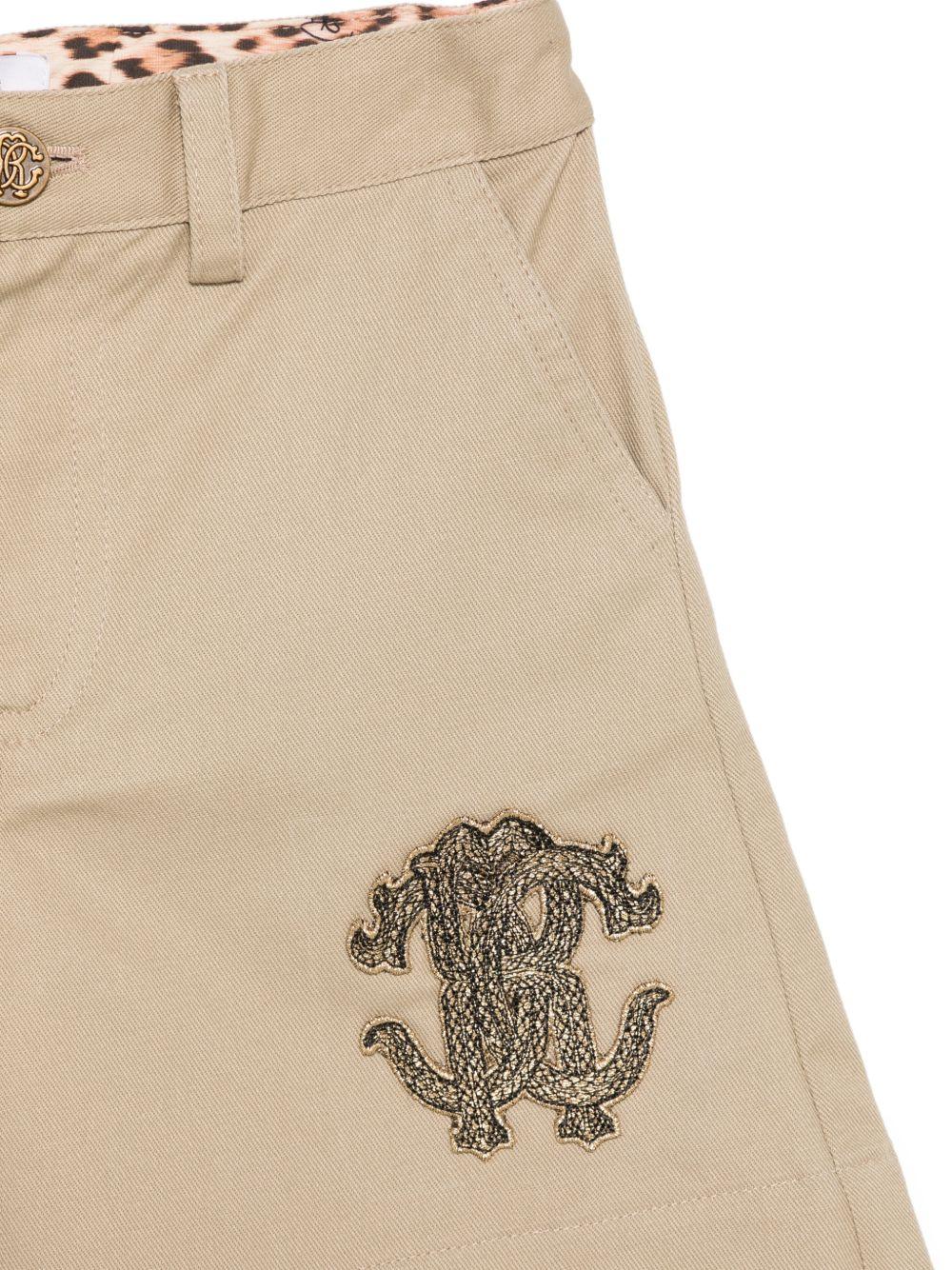 Shorts per bambino Roberto Cavalli Kids beige con toppa monogramma CBP26085BE MARRONE D. ROBERTO CAVALLI KIDS