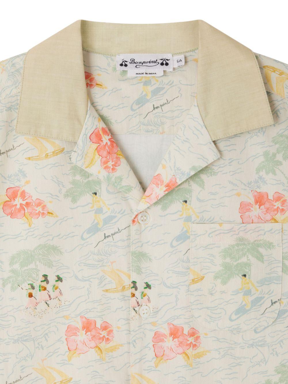 Camicia Steve per bambino Bonpoint beige con tasca sul petto C05BSHW00002 512 BONPOINT
