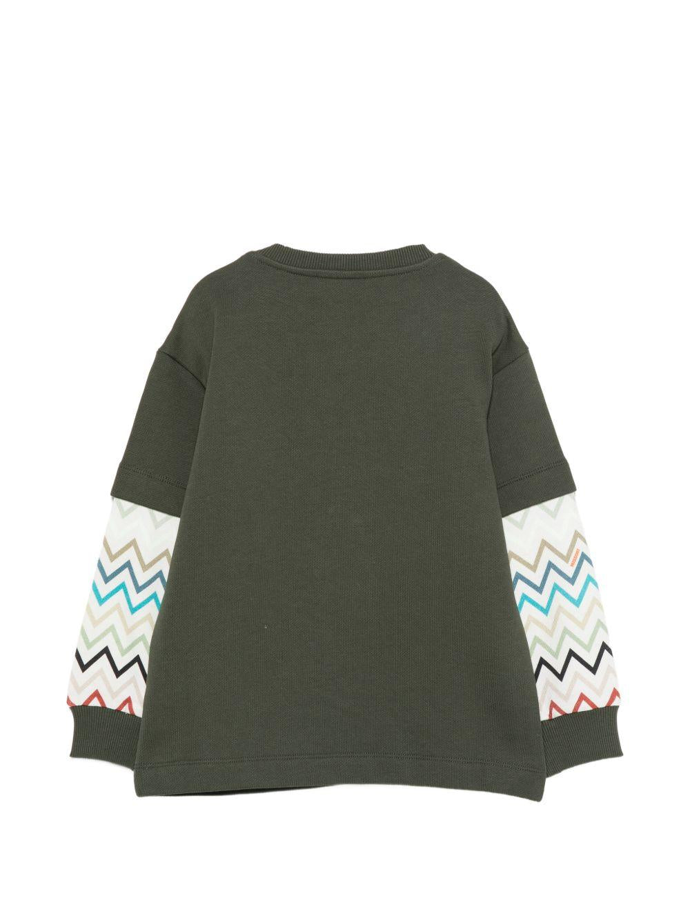 Felpa per bambino Etro Kids verde con maniche a contrasto MZ4H30 Z3183 70J MISSONI KIDS