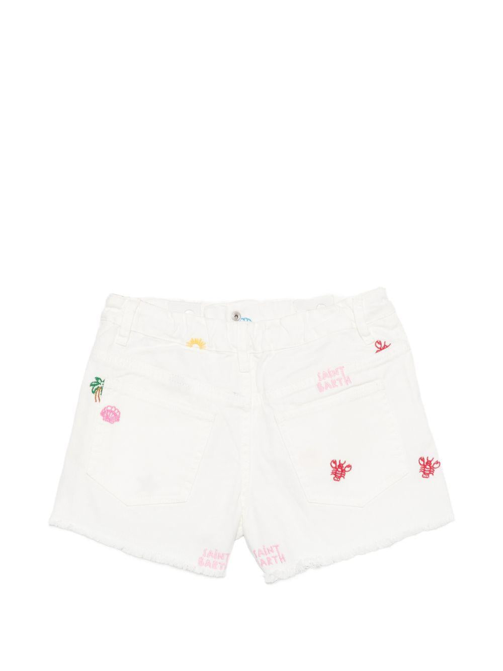 Shorts per bambina MC2 Saint Barth Kids bianchi con ricami marini KOK0001 03325L MC2 ST. BARTH KIDS