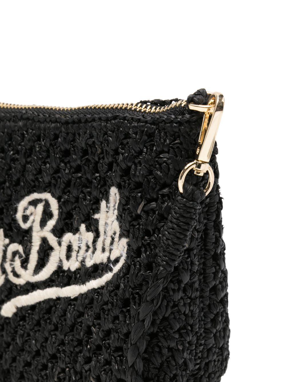 Pouch in rafia MC2 Saint Barth nero con ricamo logo RAFP001 09036L MC2 ST. BARTH KIDS