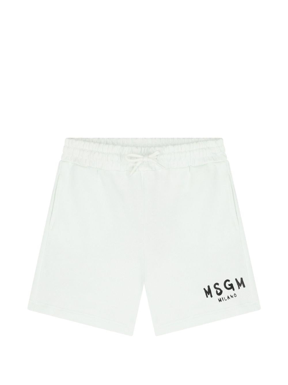 Shorts per bambino MSGM Kids bianco con coulisse e tasche S6MSJUBE018 001 MSGM KIDS