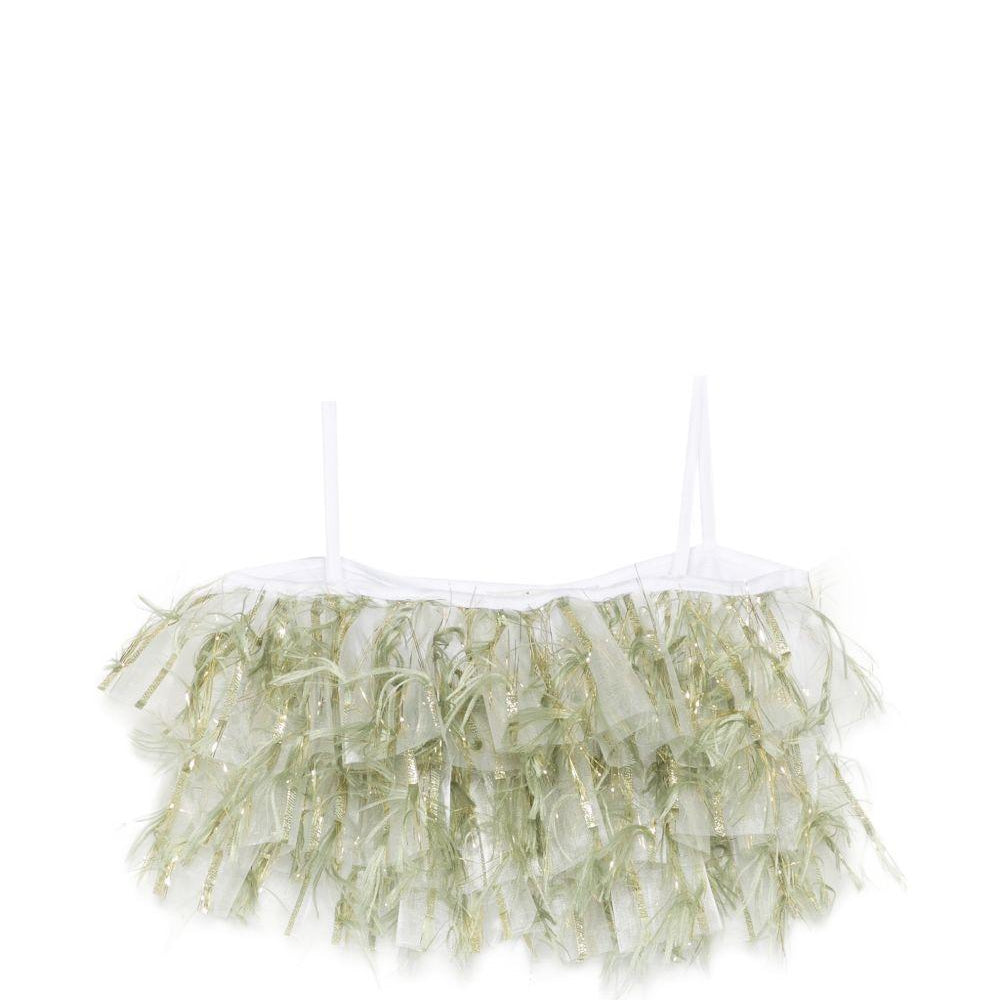 Top per bambina A'lapage verde con dettaglio frange 25SAGTOP00090 OLIVA A'LAPAGE