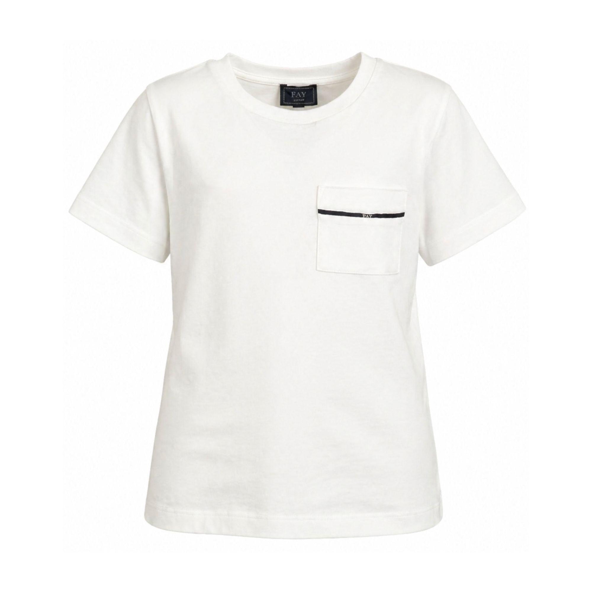T-shirt per bambino Fay Kids bianca con taschino sul petto FY8P51 Z3708 101 FAY KIDS