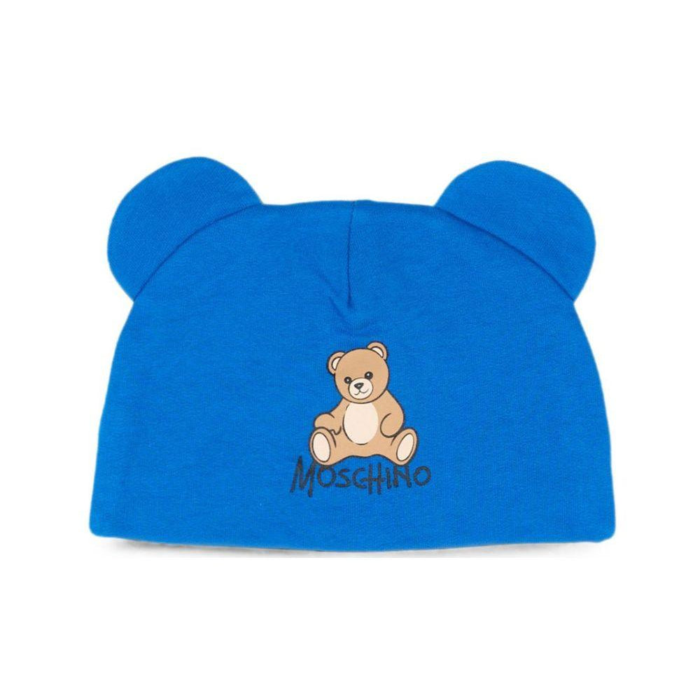 Berretto per neonati Moschino Kids blu con motivo Teddy bear MMX05HLCA40 40157 MOSCHINO KIDS