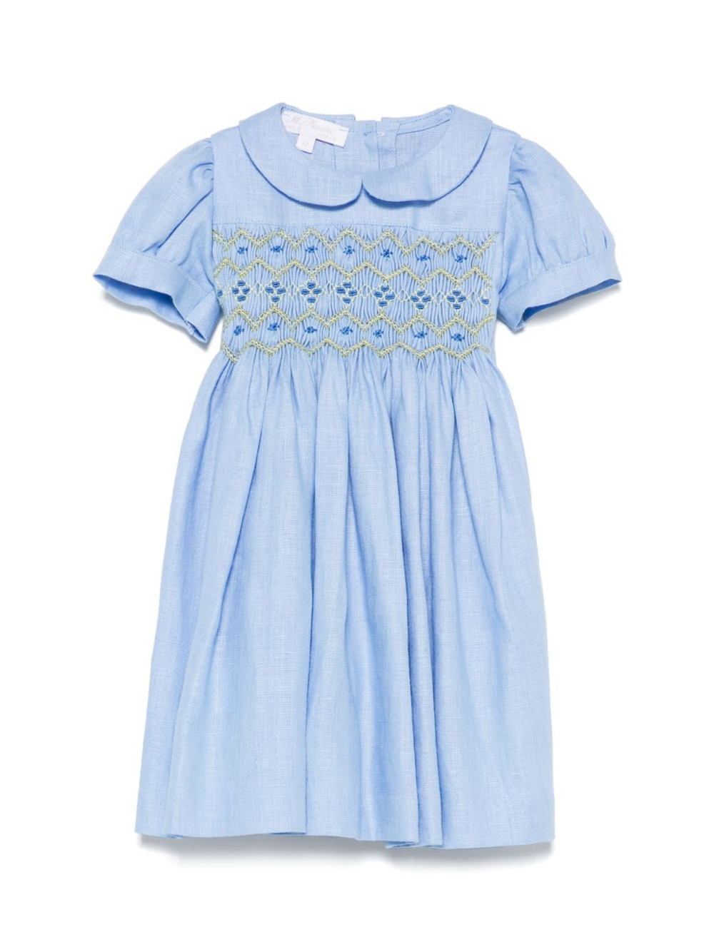 Abito per neonata Mariella Ferrari azzurro con inserto con punto smock ATC3 054 MARIELLA FERRARI