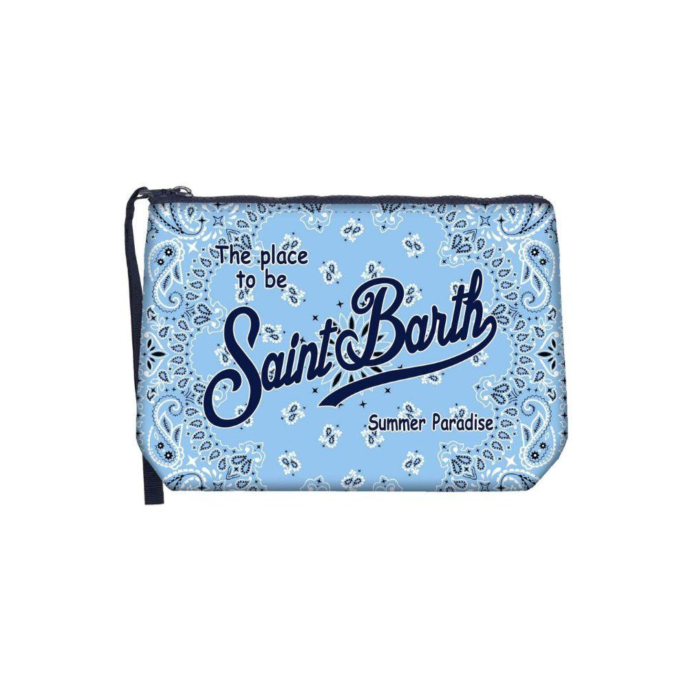 Pochette Aline MC2 Saint Barth azzurra con stampa grafica all-over ALIN001 03136L MC2 ST. BARTH KIDS