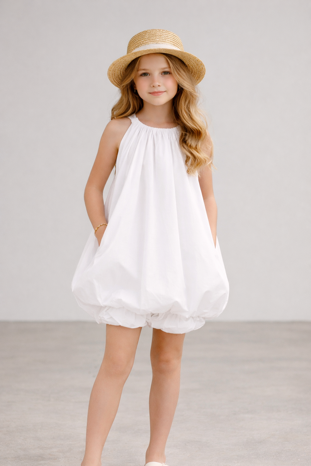 Abito per bambina Stella McCartney Kids bianco con gonna ampia TY1D92 S0183 101 STELLA McCARTNEY KIDS