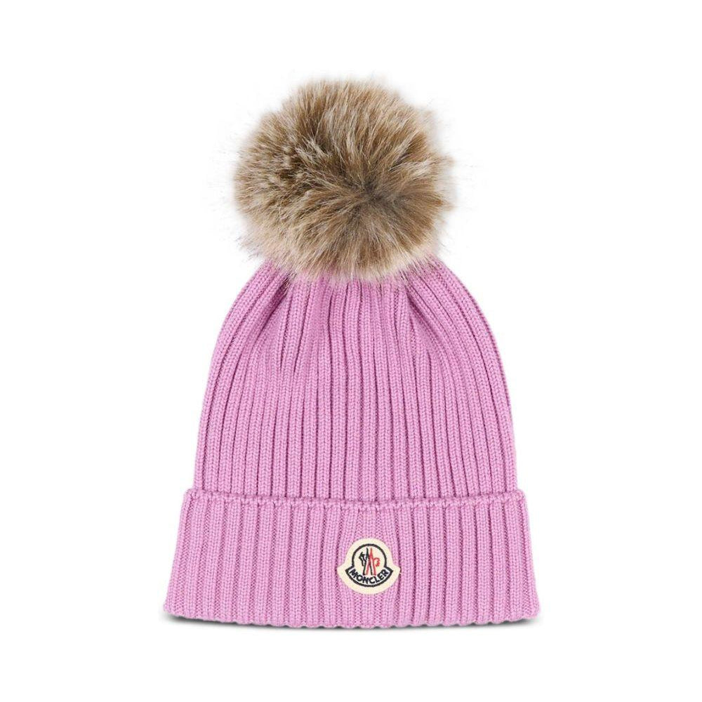 Berretto per bambina Moncler Enfant rosa con pompon L29543B00007A9327 522 MONCLER KIDS