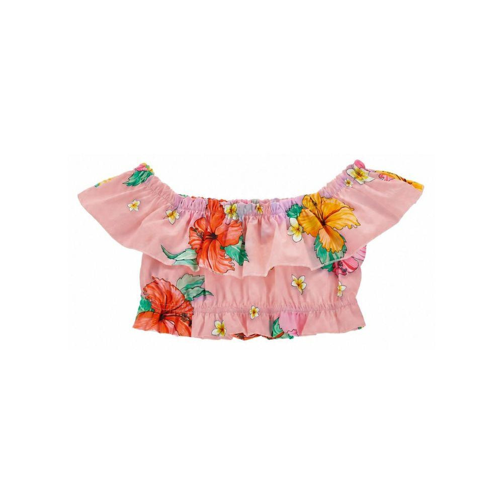 Top per bambina Monnalisa Kids x Disney rosa con volant e stampa floreale 11H310 8656 0093 MONNALISA KIDS