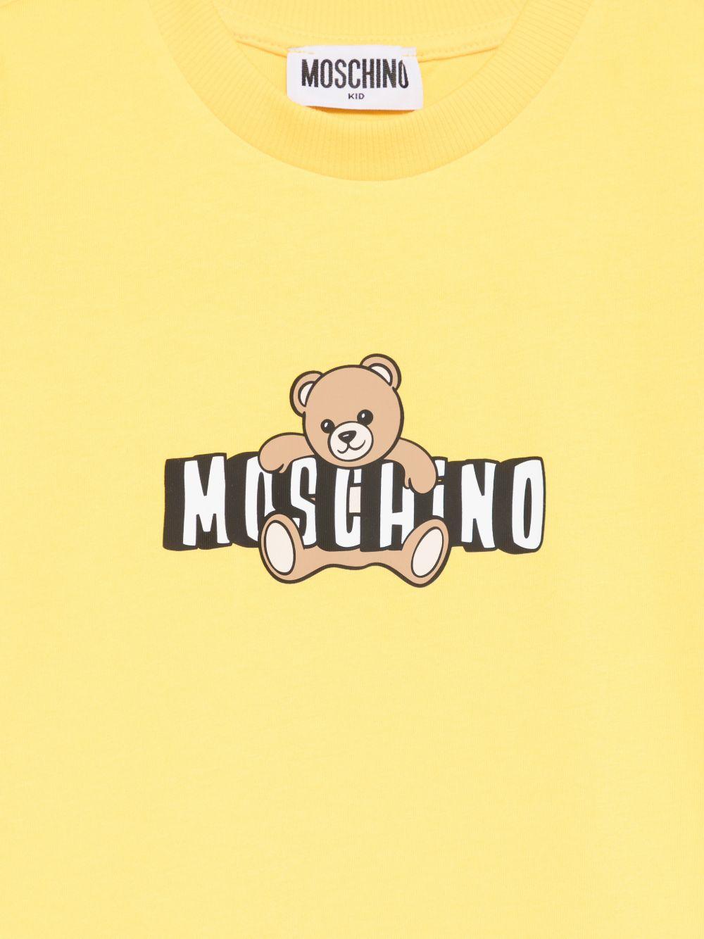 T-shirt da bambino Moschino Kids gialla con stampa logo HZM058LAA03 50577 MOSCHINO KIDS