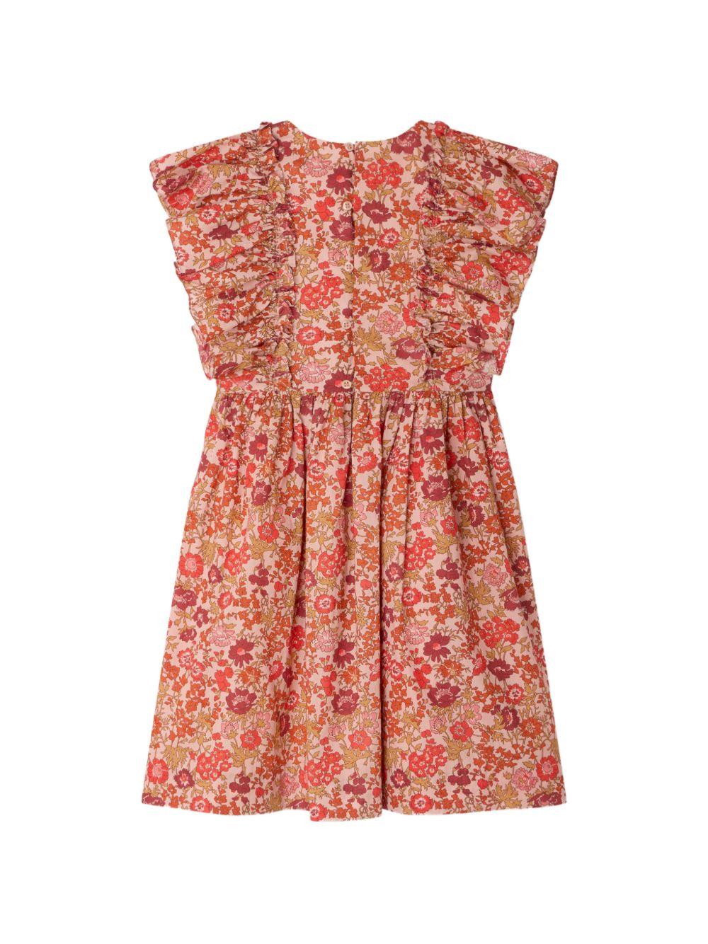 Abito Lizzy per bambina Bonpoint rosso con stampa a fiori all-over S06GDRW00058 520 BONPOINT KIDS