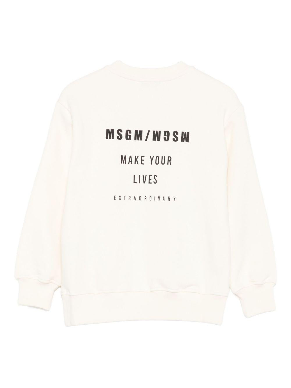 Felpa per bambino MSGM Kids bianco con stampa logo sul davanti F5MSJBSW214 013 MSGM KIDS