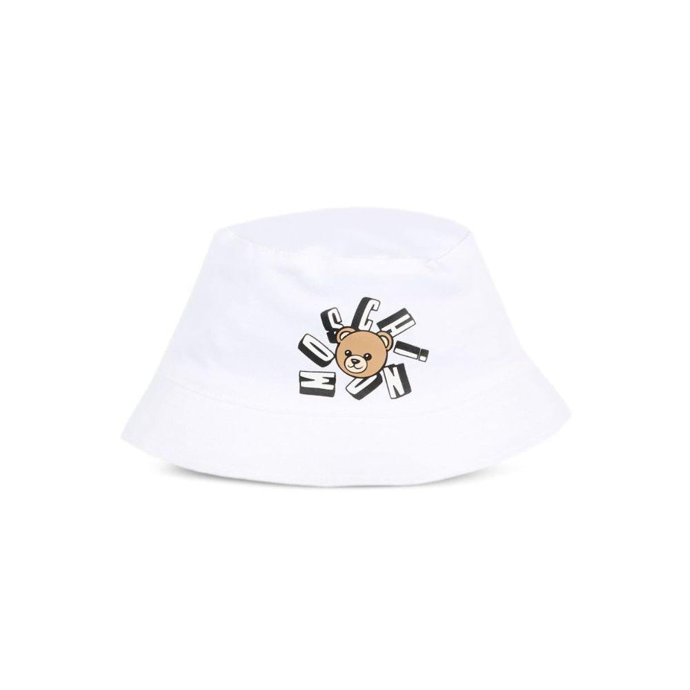 Cappello per neonati Moschino Kids bianco con stampa Teddy Bear MNX057LPA01 10101 MOSCHINO KIDS