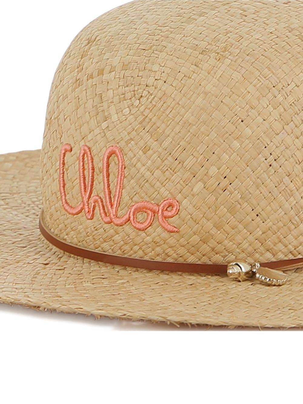 Cappello estivo per bambina Chloé Kids beige con ricamo C20868 43A CHLOE' KIDS
