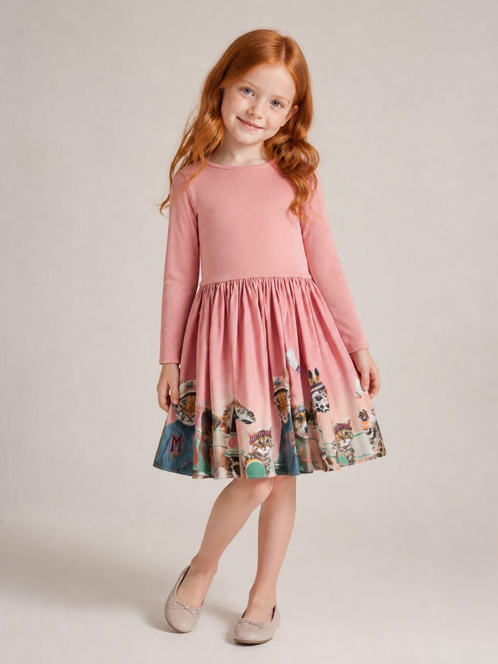 Abito per bambina Molo Kids rosa con stampa grafica animali 2W26E203 5802 MOLO KIDS