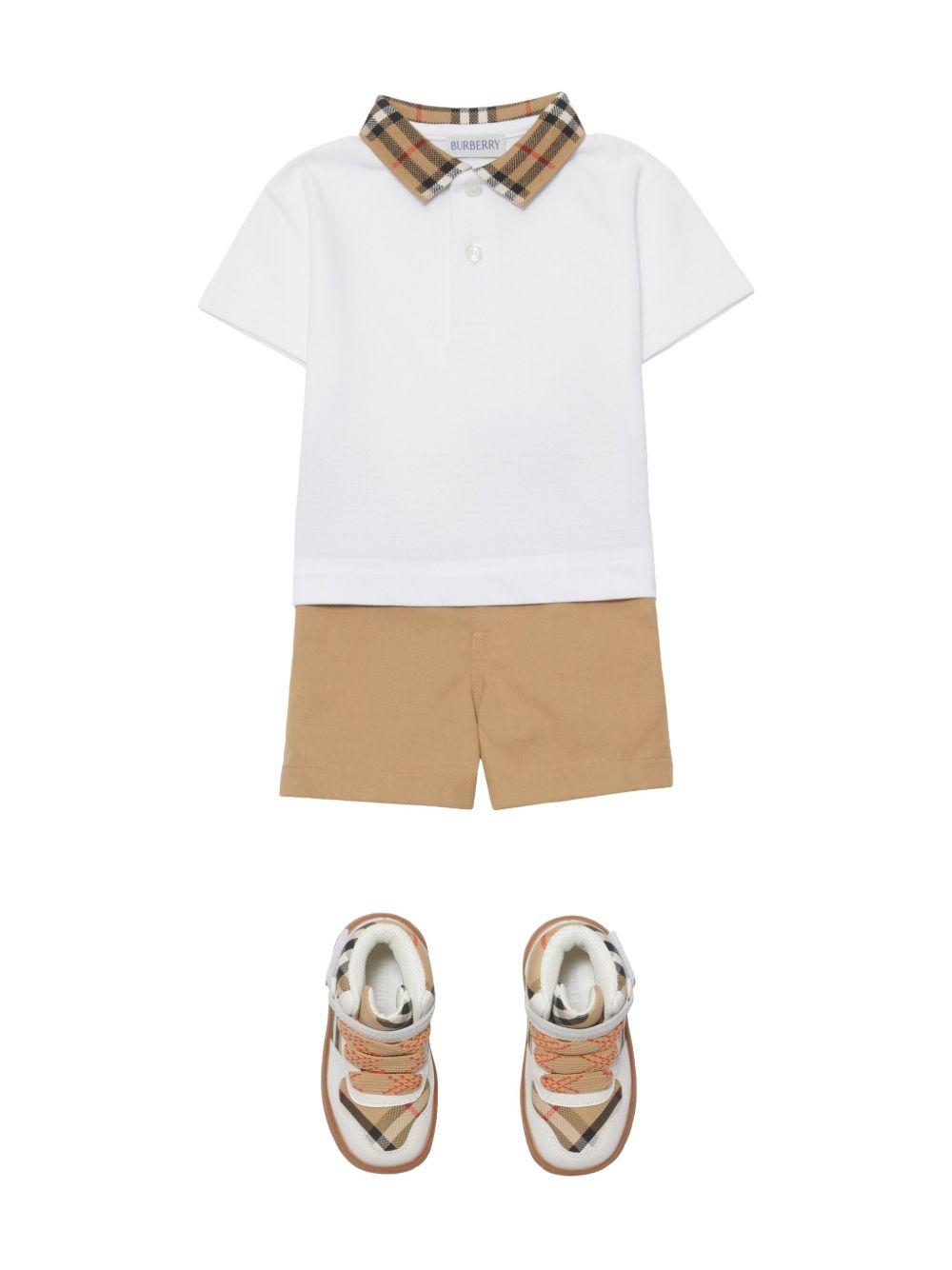 Polo per neonato Burberry Kids bianca con logo ricamato 8105577 A1464 BURBERRY KIDS