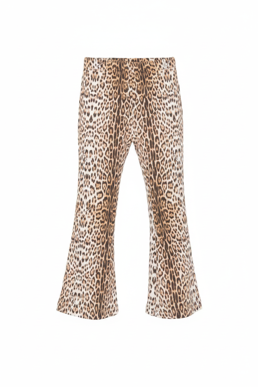 Pantaloni per bambina Roberto Cavalli Kids animalier con targa con logo CGP26007LE MACULA N.H. ROBERTO CAVALLI KIDS