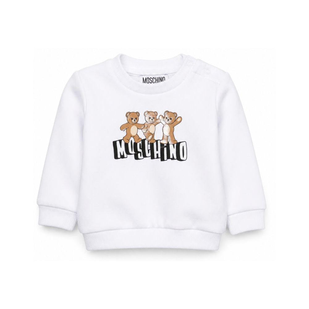 Felpa per neonati Moschino Kids bianca con stampa Teddy Bear sul davanti MTF060LCA89 10101 MOSCHINO KIDS