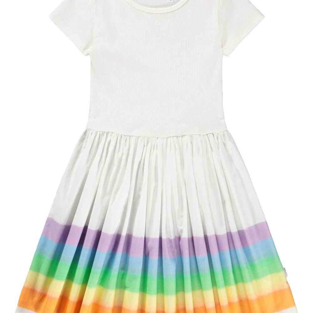 Abito Cissa per bambina Molo bianca con stampa arcobaleno 2S26E102 5237 MOLO