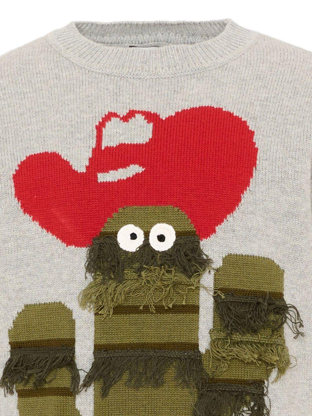 Maglione per bambino Stella McCartney Kids grigio con ricamo frontale TZ9H00 Z2922 100 STELLA McCARTNEY KIDS