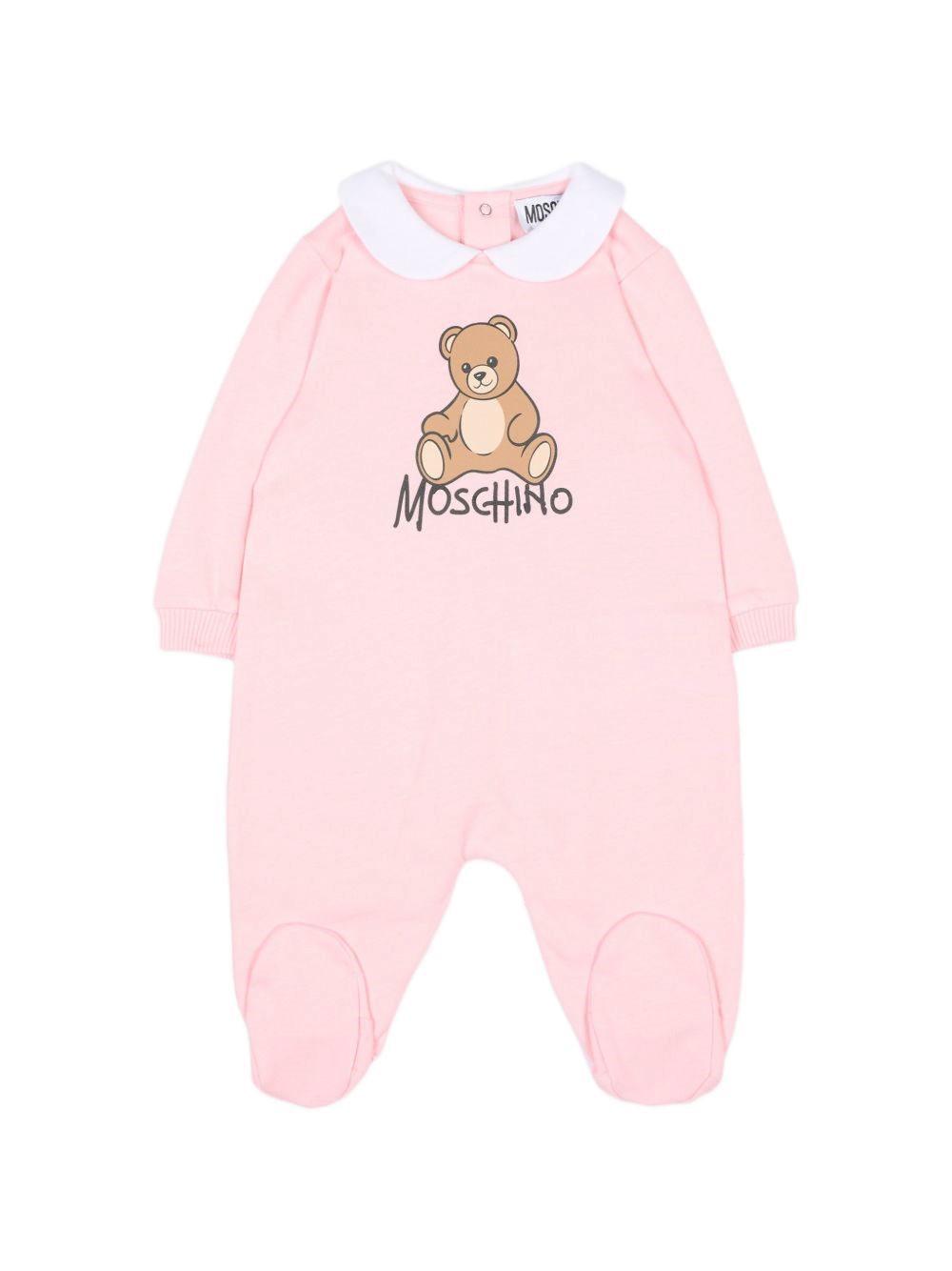 Tutina per neonato Moschino Kids rosa con dettaglio Teddy Bear M5Y037LCA40 50209 MOSCHINO KIDS