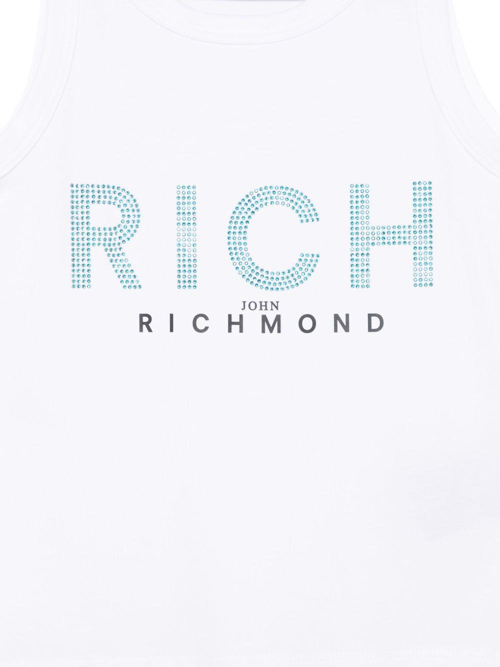 Canotta per bambina John Richmond Junior bianco con logo in strass RGP25133CN WHITE JOHN RICHMOND JUNIOR